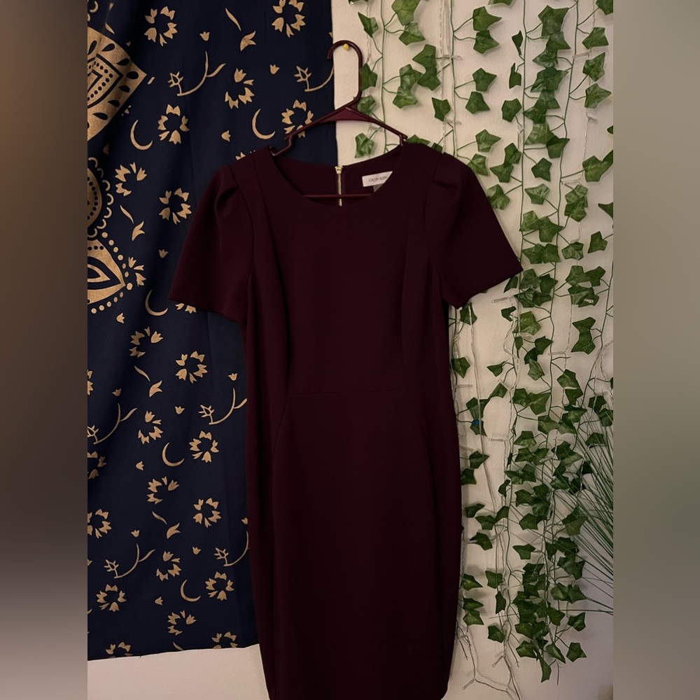 Calvin Klein work dress burgundy